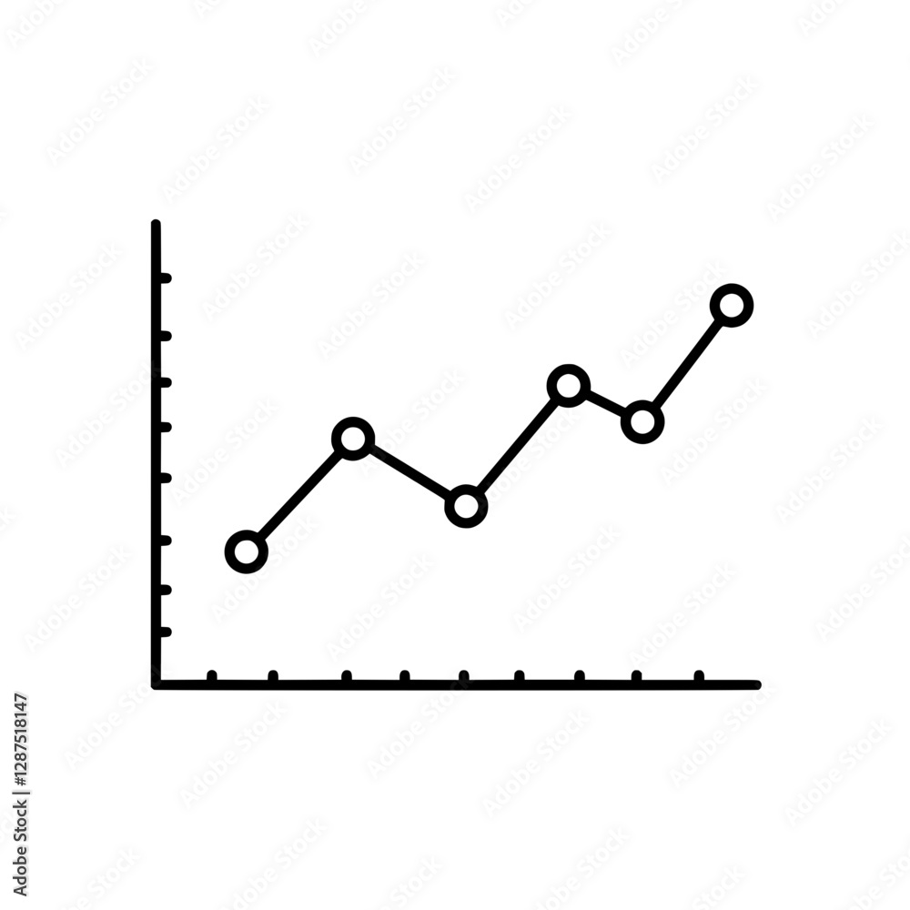 Data Growth Graph: A minimalist line graph depicts the upward trend of data, showing a sequence of fluctuations and growth. Data Growth Graph: A minimalist line graph depicts the upward trend of data, showing a sequence of fluctuations and growth.