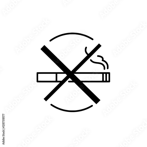 No Smoking Icon: A simple, clean icon indicates no smoking allowed, the universally understood symbol of a crossed-out cigarette.