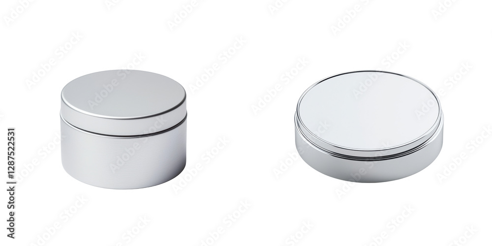 Minimal compact packaging. Two sleek, metallic containers with smooth, rounded tops, designed for storage or display, showcasing a minimalist aesthetic. Minimal compact packaging. Two sleek, metallic containers with smooth, rounded tops, designed for storage or display, showcasing a minimalist aesthetic.