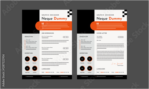 Resume CV. Minimalist resume and cover letter layout design. Professional resume cv template. Vector illustration
