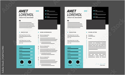 Resume CV. Minimalist resume and cover letter layout design. Professional resume cv template. Vector illustration
