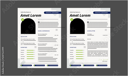 Resume CV. Minimalist resume and cover letter layout design. Professional resume cv template. Vector illustration
