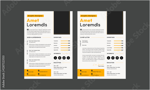 Resume CV. Minimalist resume and cover letter layout design. Professional resume cv template. Vector illustration
