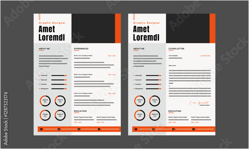 Resume CV. Minimalist resume and cover letter layout design. Professional resume cv template. Vector illustration
