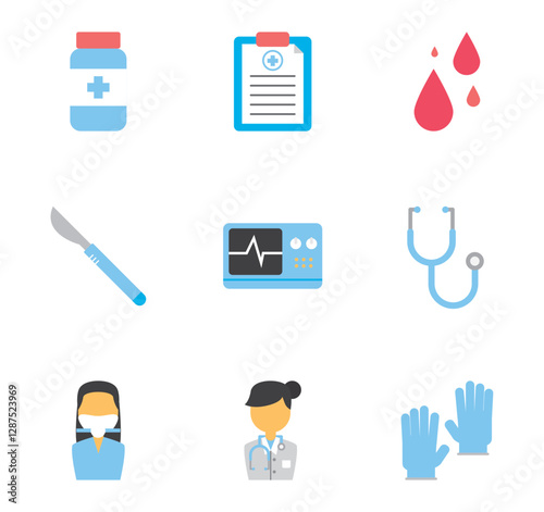 Set of doctor vector icons with white background