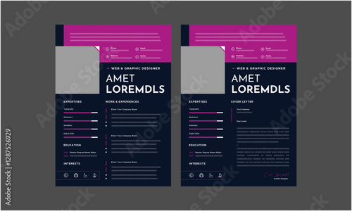 Resume CV. Minimalist resume and cover letter layout design. Professional resume cv template. Vector illustration
