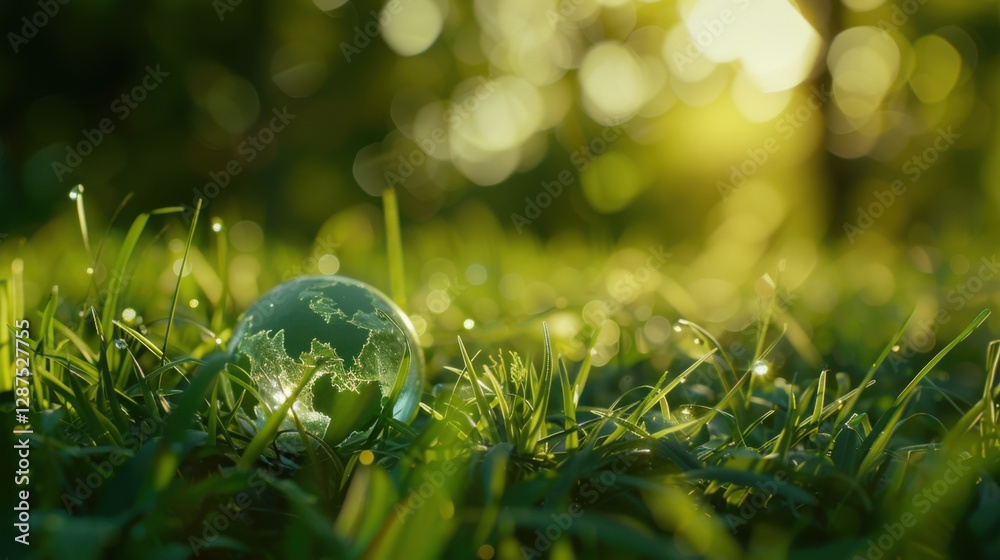 A small globe resting on fresh green grass with a soft bokeh background, symbolizing saving the world and protecting the environment.
A small globe resting on fresh green grass with a soft bokeh background, symbolizing saving the world and protecting the environment.