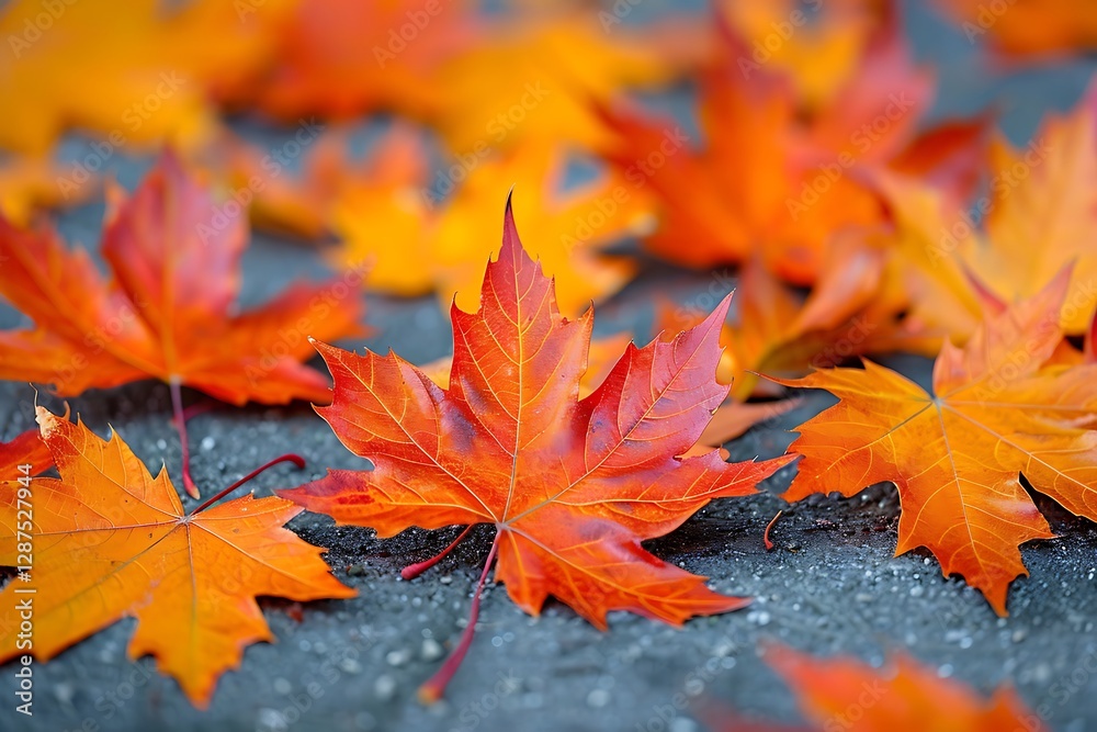 Autumnal Ground Cover: A Carpet of Orange Maple Leaves Autumnal Ground Cover: A Carpet of Orange Maple Leaves