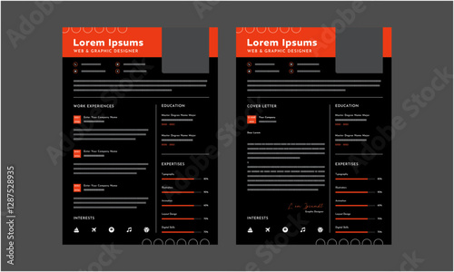Resume CV. Minimalist resume and cover letter layout design. Professional resume cv template. Vector illustration
