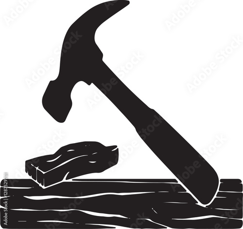 hammer tool house home repair construction silhouette icon. Flat and Isolated design. Vector illustration