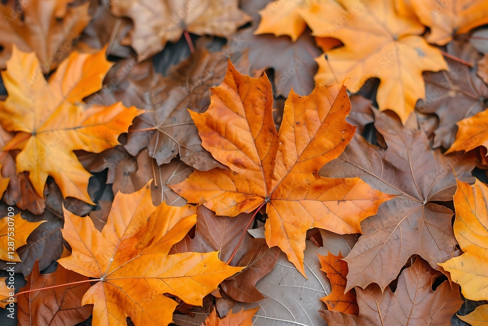 Autumnal Ground Cover: A Carpet of Orange Maple Leaves Autumnal Ground Cover: A Carpet of Orange Maple Leaves