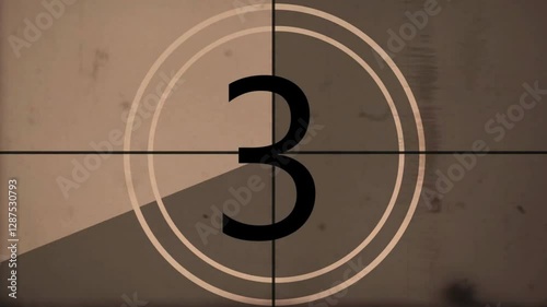 Vintage film countdown movie timer with grey retro style, best suitable for your cinema, movie or footage