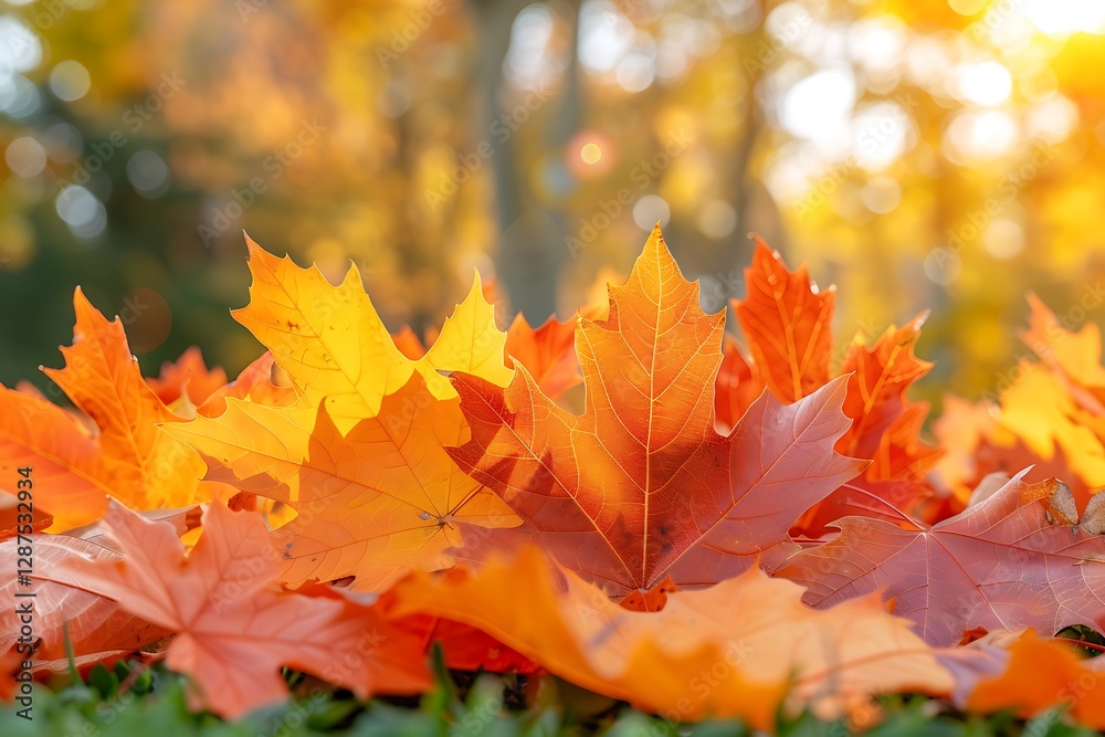 Autumnal Ground Cover: A Carpet of Orange Maple Leaves Autumnal Ground Cover: A Carpet of Orange Maple Leaves