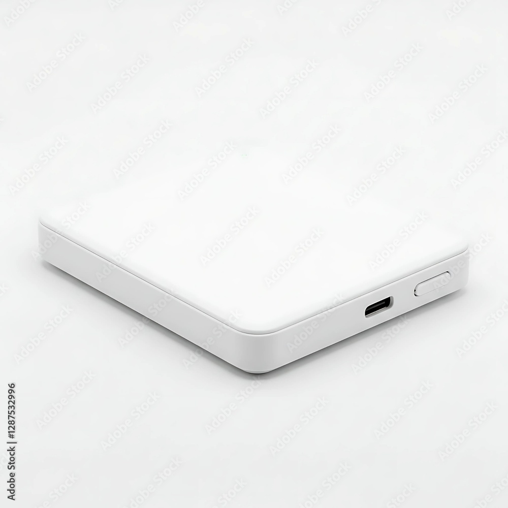 A simple white rectangular device on a white background A simple white rectangular device on a white background