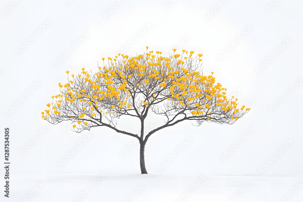 Obraz premium Winter Tree with Yellow Blooms in Snow