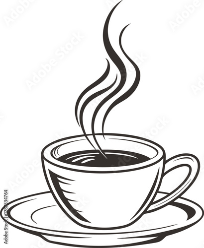 steaming cup of coffee