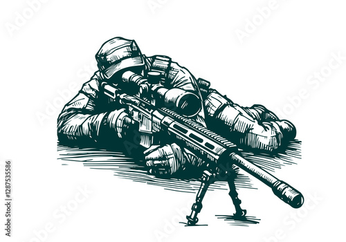 Soldier Military hand drawn sketch illustration vector
