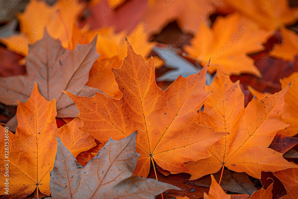 Autumnal Ground Cover: A Carpet of Orange Maple Leaves Autumnal Ground Cover: A Carpet of Orange Maple Leaves