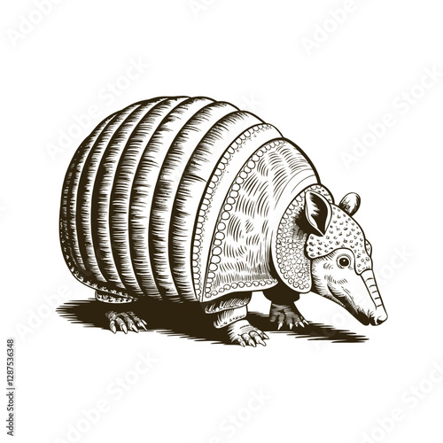 Vintage engraving woodcut armadillo vector illustration art design