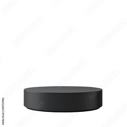 Minimalist black podium on a white background. Ideal for product photography, showcasing jewellery, cosmetics, or small objects. Creates a clean, modern aesthetic for visual content 