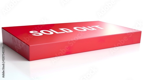 Realistic Close-Up of a Rectangular Red Stamp Marked Sold Out, Sold out red stamp creates concept. photo