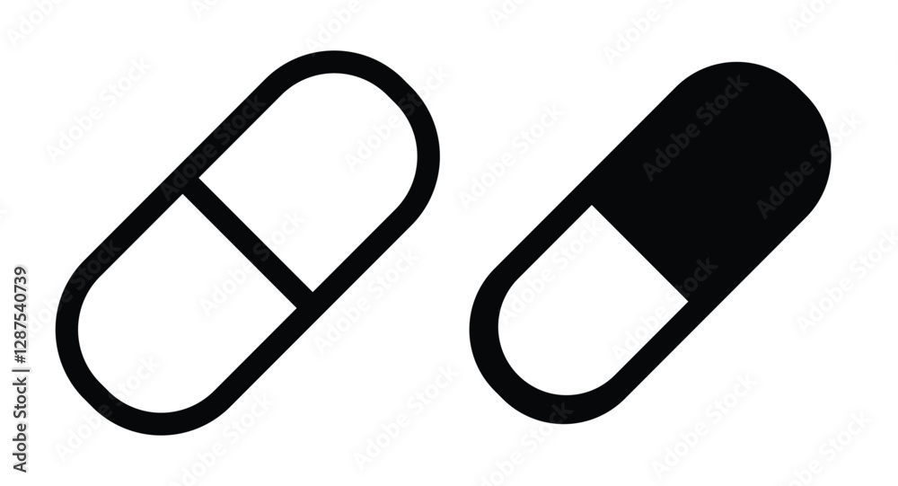 Medicine pills icon vector. Capsule icon set
Medicine pills icon vector. Capsule icon set