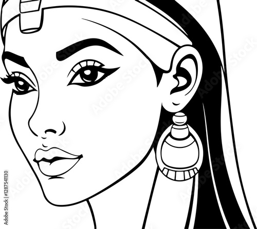 Illustration of stylized Cleopatra portrait	