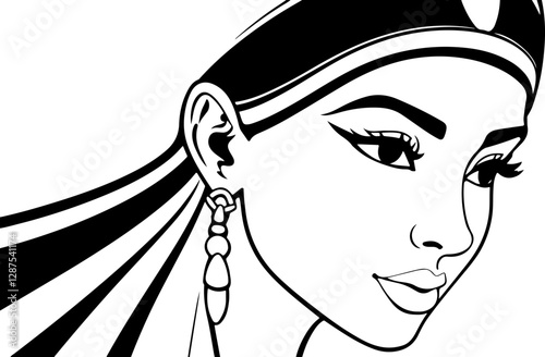 Illustration of stylized Cleopatra portrait	