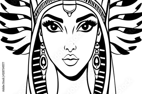 Illustration of stylized Cleopatra portrait	