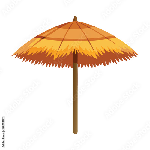 A straw beach umbrella vector illustrator.