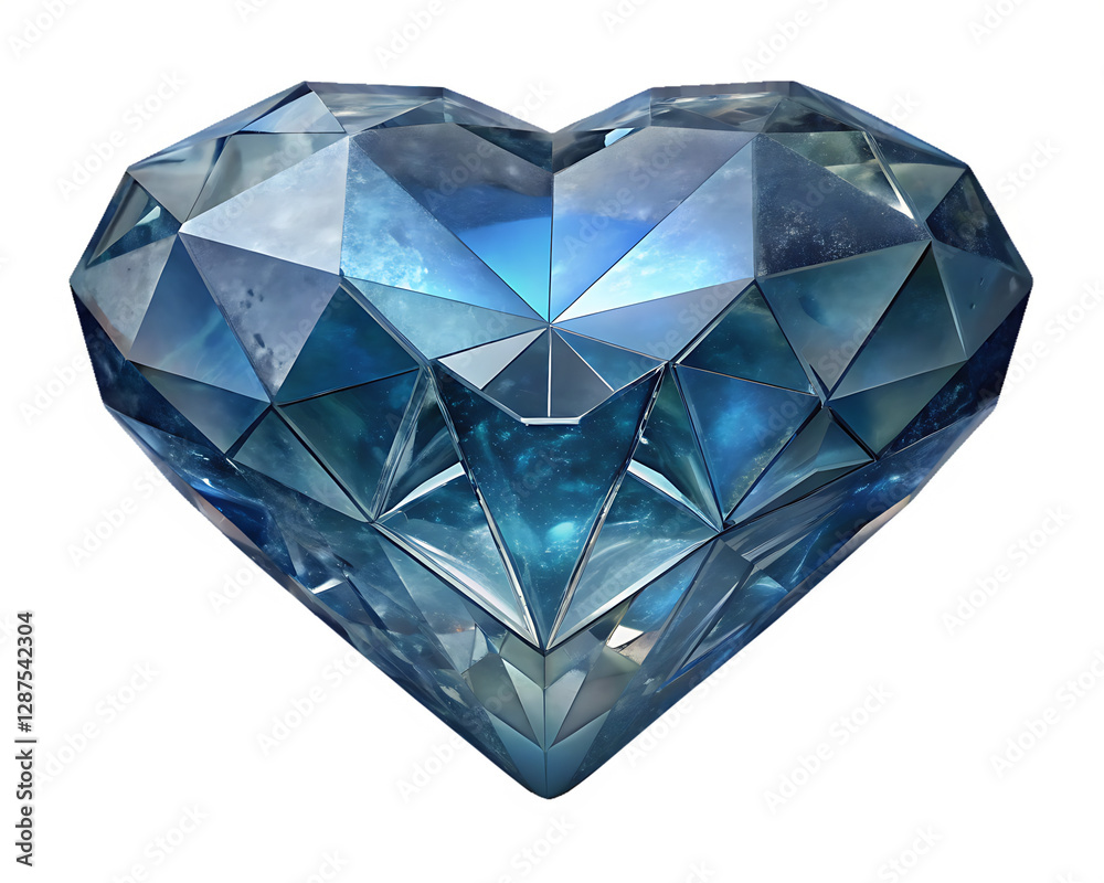 A faceted geometric blue heart shines like a blue diamond, reflecting light with crystalline, gem-cut elegance. A faceted geometric blue heart shines like a blue diamond, reflecting light with crystalline, gem-cut elegance.