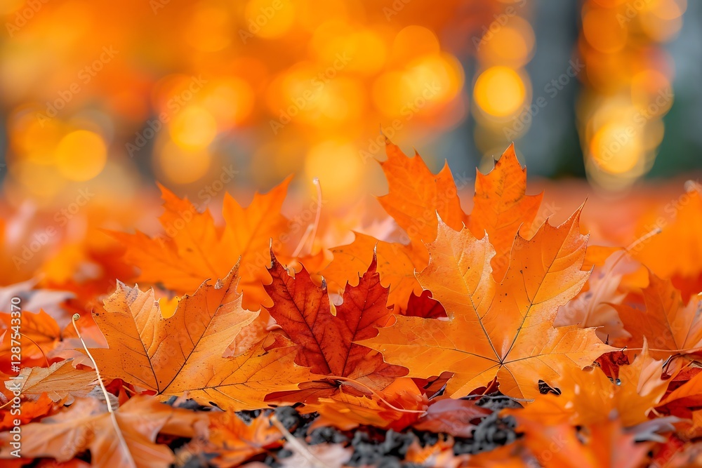 Autumnal Ground Cover: A Carpet of Orange Maple Leaves Autumnal Ground Cover: A Carpet of Orange Maple Leaves