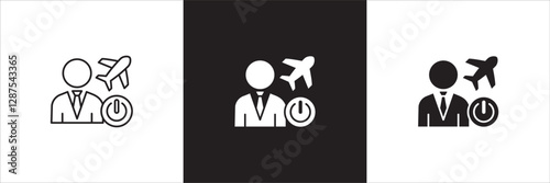 Office day off icon set. Holiday and vacation icon collection. Icon set contain symbol of work, business, travel, job, beach, mountain, summer, umbrella, suitcase. Vector stock illustration.