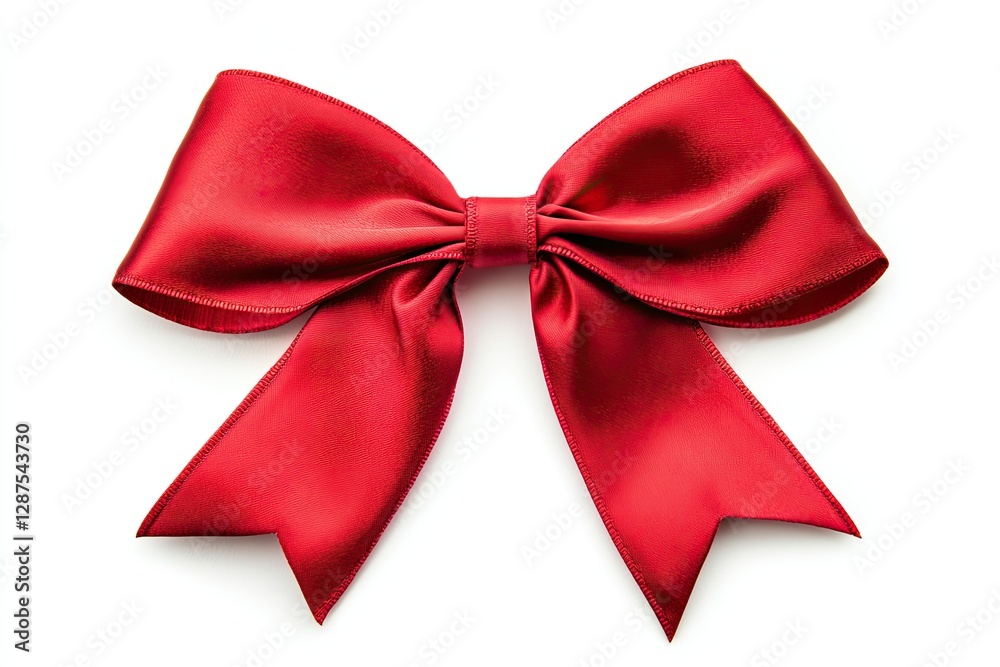 Detailed Color Image of Red Ribbon Bow Isolated White White Detailed Color Image of Red Ribbon Bow Isolated White White