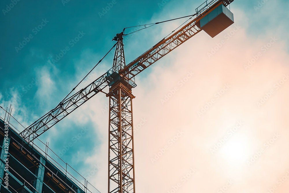 Flawless Picture of Crane in the Sky at a Construction Site Flawless Picture of Crane in the Sky at a Construction Site