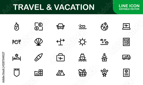 Vacation and Travel Icon Collection. High-Quality Icons for Trip Planning, Exploration, and Travel Experiences photo