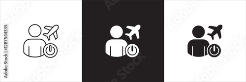 Office day off icon set. Holiday and vacation icon collection. Icon set contain symbol of work, business, travel, job, beach, mountain, summer, umbrella, suitcase. Vector stock illustration.