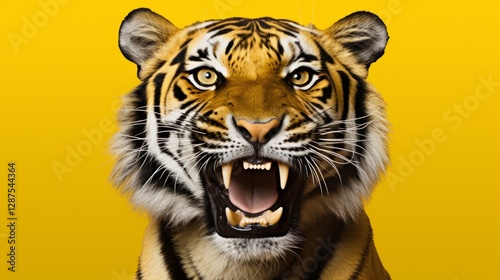 Tiger's head on a yellow background	
