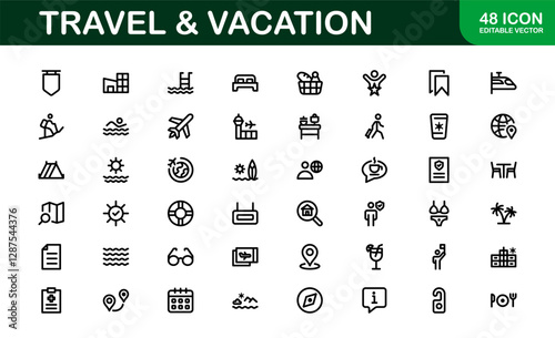 Vacation and Travel Icon Collection. High-Quality Icons for Trip Planning, Exploration, and Travel Experiences photo