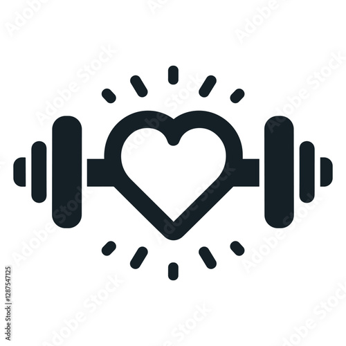 Heart-Healthy Workout Icon Featuring a Heart and Dumbbells