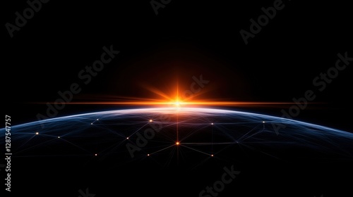Stunning Sunrise Over Earth With Light and Connections in Space