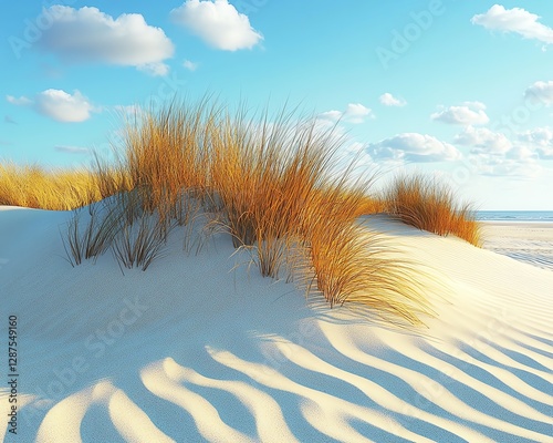 A sunkissed sand dune beach ecosystem