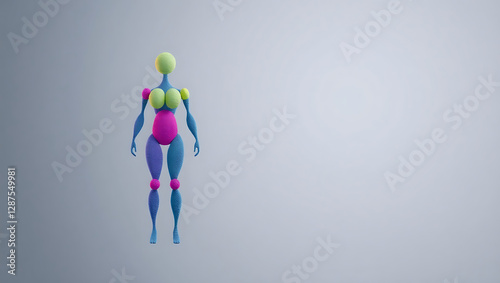 Colorful 3D Model of Human Figure: Abstract Shape & Geometric Design for Modern Art & Game Design Asset