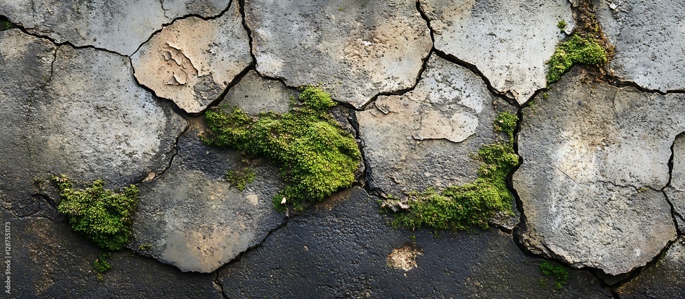 Obraz premium Cracked Stone Surface with Moss (1)