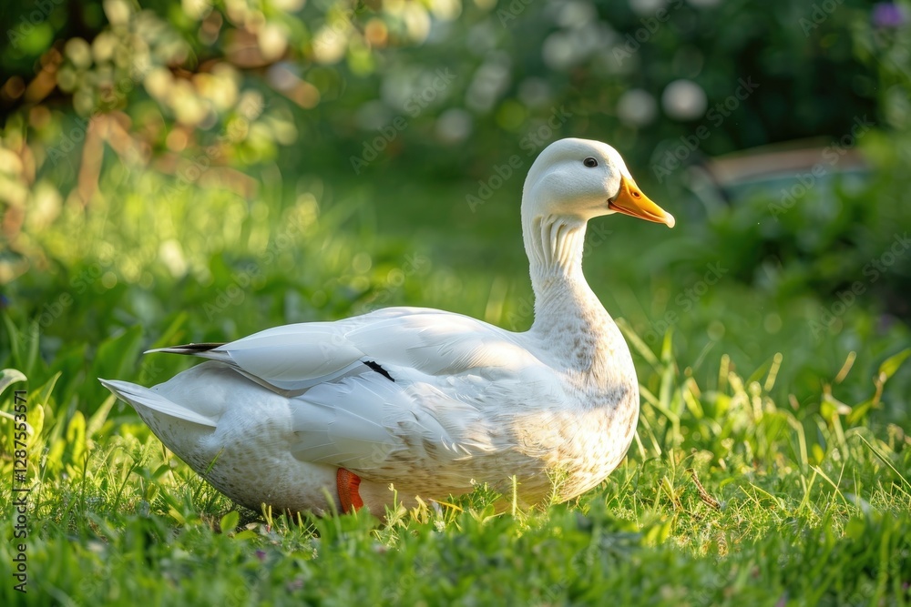 Pixel Perfect Picture of White Domestic Duck in a Garden During Daytime Pixel Perfect Picture of White Domestic Duck in a Garden During Daytime