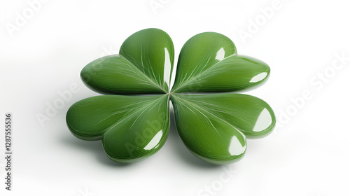 four leaf clover 3d render icon isolated on white background 