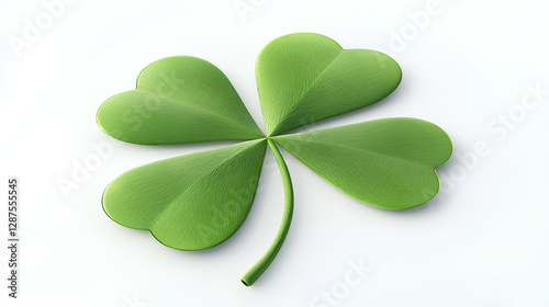 four leaf clover 3d render icon isolated on white background 