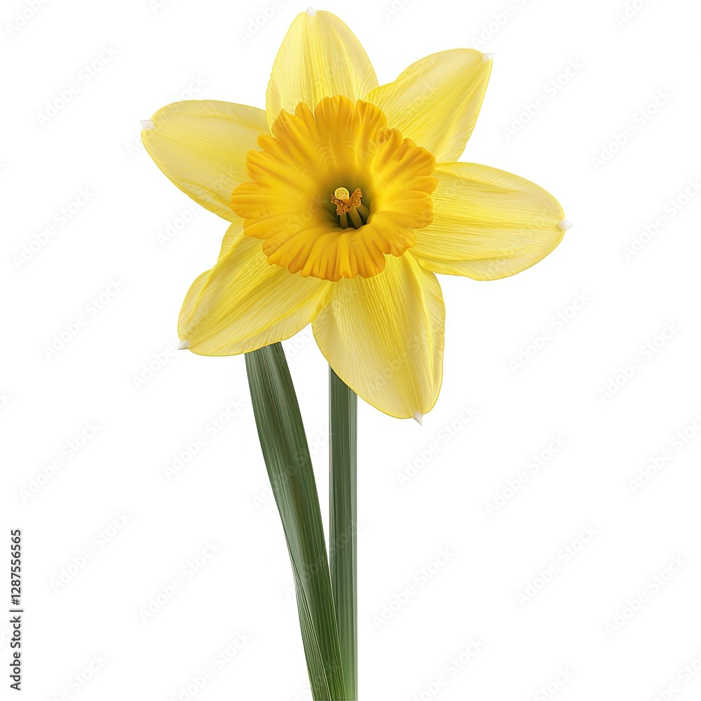 Pixel Perfect Image of a Photo Daffodil, Isolated on a White Background Pixel Perfect Image of a Photo Daffodil, Isolated on a White Background