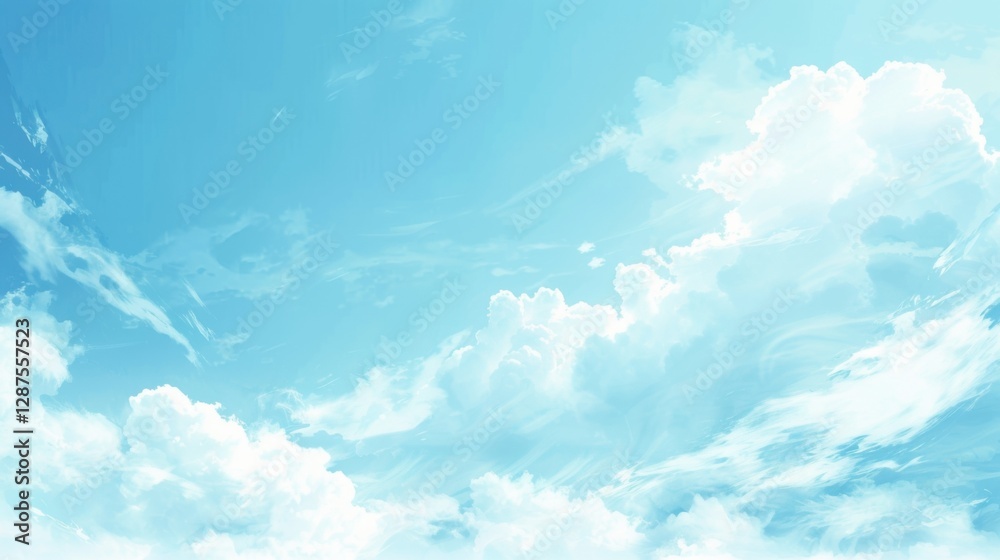 Bright blue sky with soft white clouds, perfect clear weather for a peaceful environment day.
Bright blue sky with soft white clouds, perfect clear weather for a peaceful environment day.