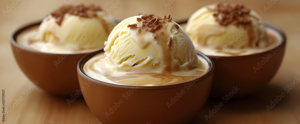 Vanilla Ice Cream In Coffee Cups With Chocolate Sprinkles Vanilla Ice Cream In Coffee Cups With Chocolate Sprinkles